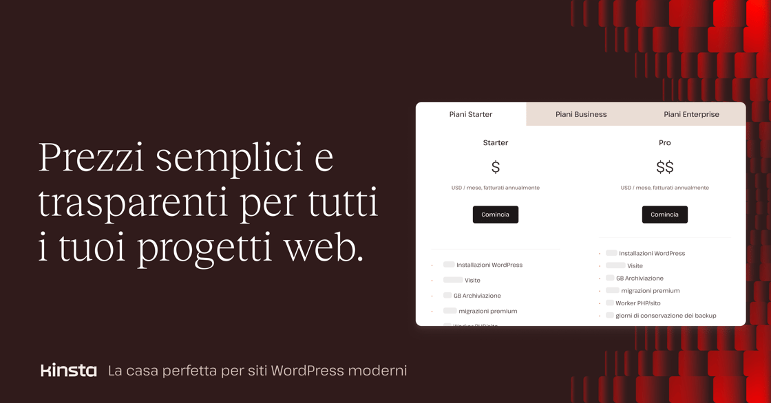 Testo: Prezzi semplici in tutti i piani