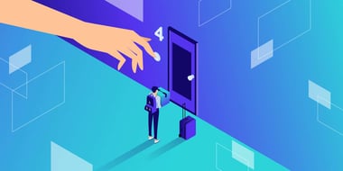 Eine Person vor einer Tür, die lernt, auf google analytics 4 umzusteigen